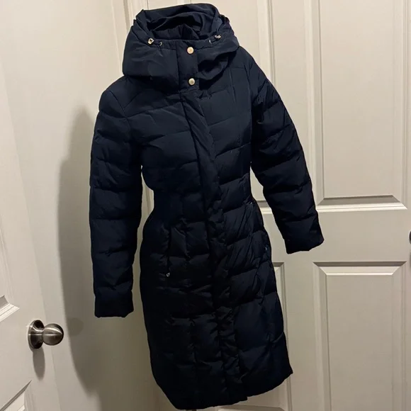 Cole Haan Dark Blue Hooded Down Puffer Jacket - Picture 3 of 15